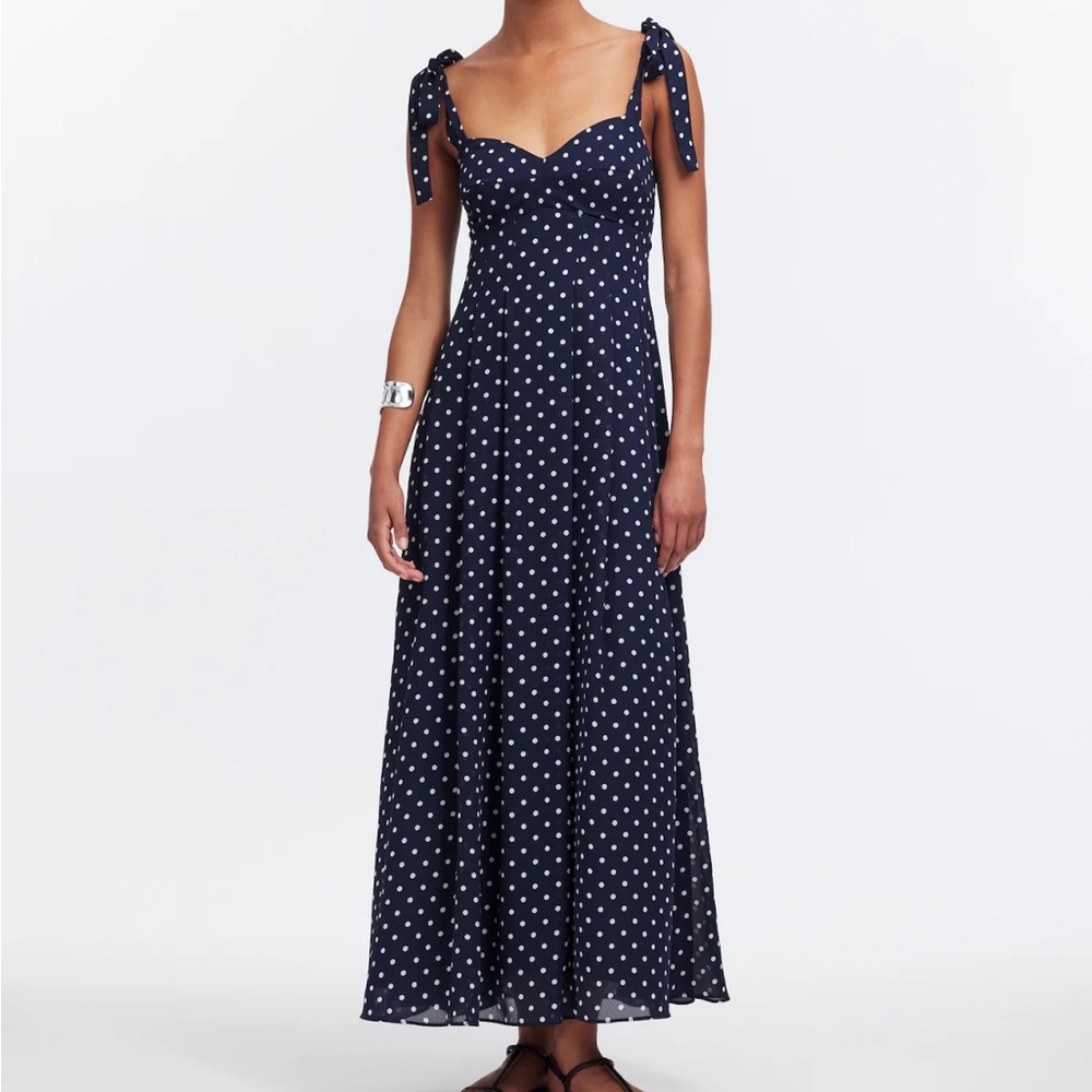 Madewell Navy and White Maxi Dress with Tie Straps